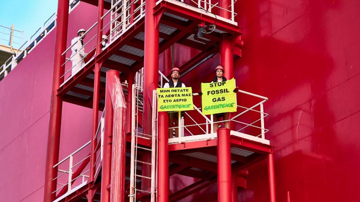 Greenpeace protests fossil fuel investment in Greece urging an end to new gas projects