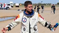 Der Österreicher Felix Baumgartner nach seinem spektakulären Sprung aus der Stratosphäre