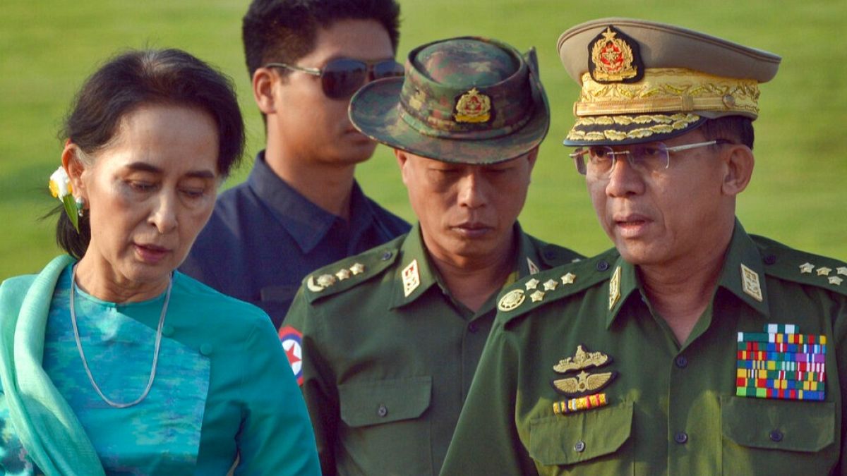 Myanmar's military leader appears at event honouring Aung San Suu Kyi's father