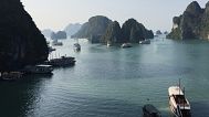 Tourist boats move in Ha Long Bay in Vietnam on 24 October 2015.