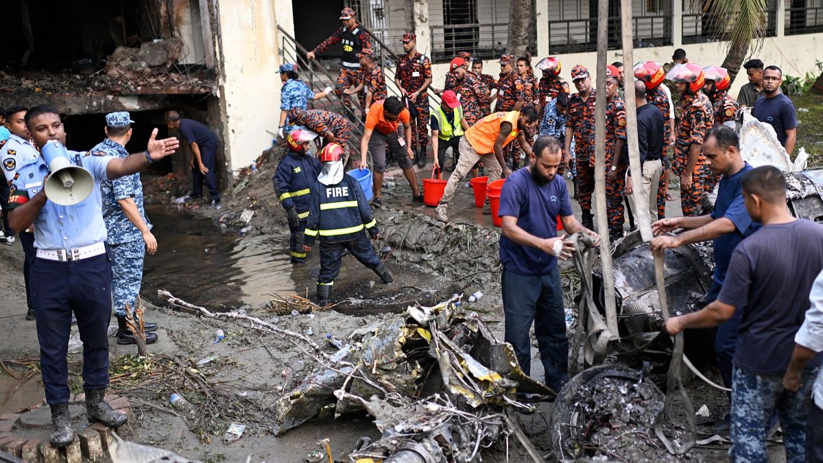 At least 20 killed after Bangladesh Air Force jet crashes into school in Dhaka