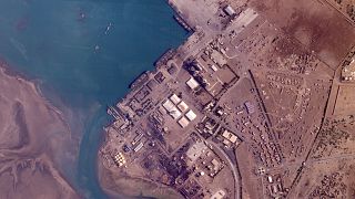 تصویر هوایی از بندرحدیده که هدف حملات اسرائیل قرار گرفت