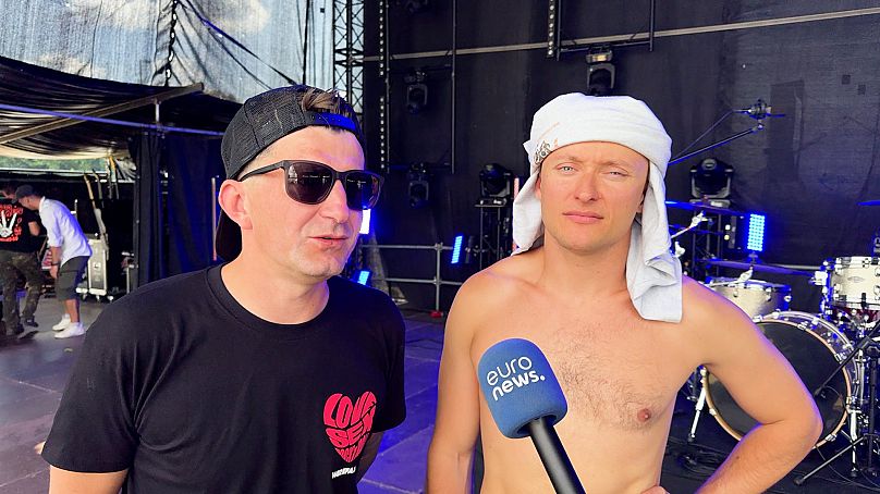 Wirefall's guitarist and vocalist Tomasz Piesiak (left) and rapper Mateusz Augustyn 