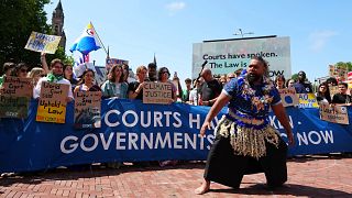 'States must ACT NOW': Climate activists protest outside ICJ