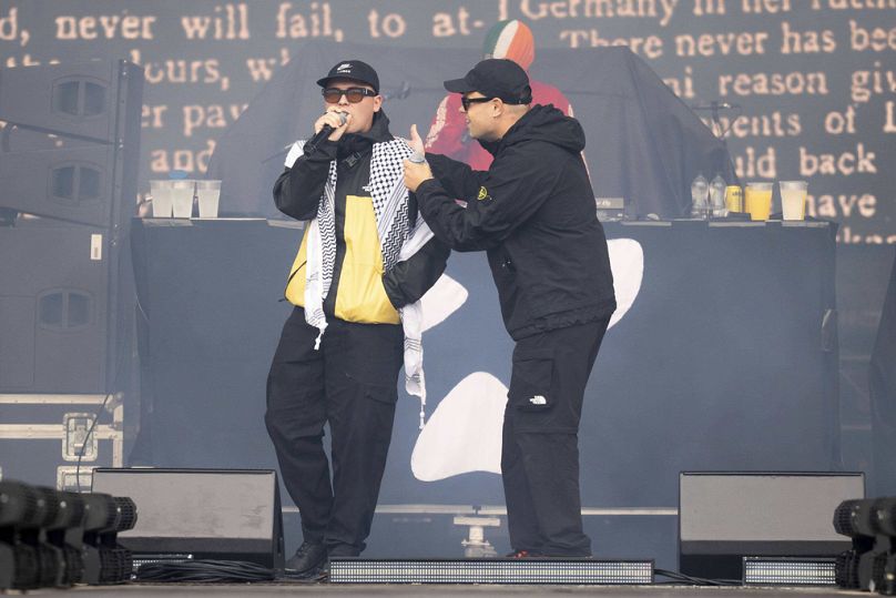 Kneecap perform at London's Finsbury Park July 2025