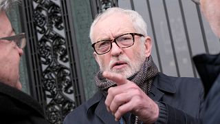 Britain's former Labour Party leader Jeremy Corbyn speaks outside the International Court of Justice in The Hague, 11 January, 2024