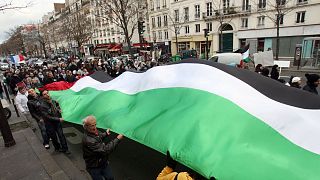 پرچم فلسطین در دست تظاهرکنندگان در فرانسه (عکس از آرشیو)