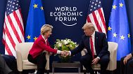 US President Donald Trump meets with European Commission President Ursula von Der Leyen at the World Economic Forum in Davos, 21 January, 2020