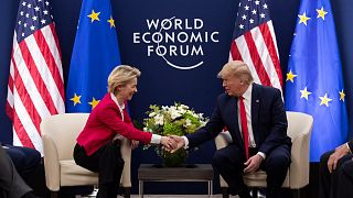 US President Donald Trump meets with European Commission President Ursula von Der Leyen at the World Economic Forum in Davos, 21 January, 2020