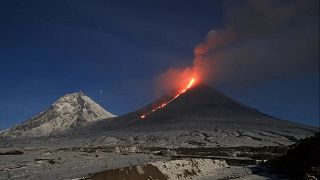 The Klyuchevskoy volcano erupts in Russia's northern Kamchatka Peninsula, 28 October, 2023