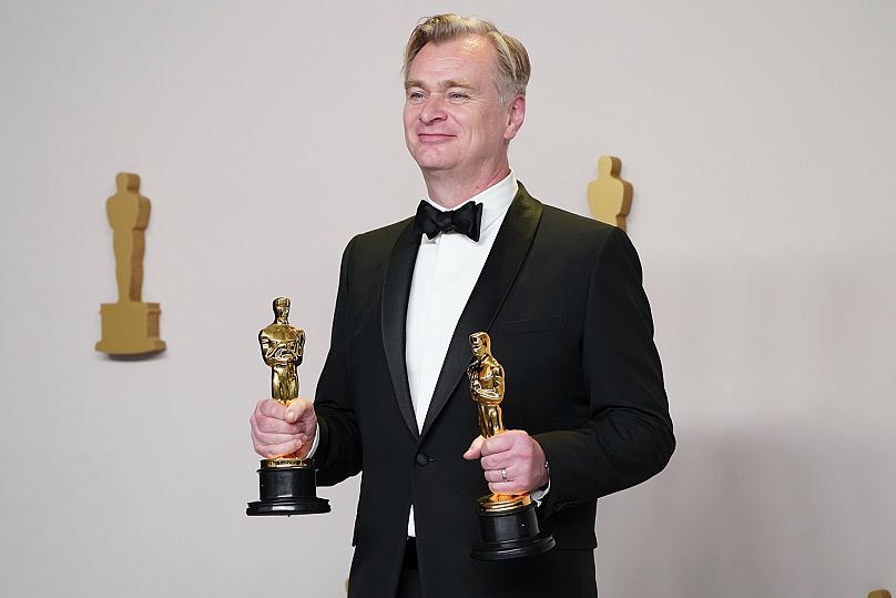 Christopher Nolan with the Oscars for best director and best picture for Oppenheimer - 10 March 2024