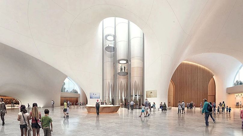 Rendering of the Lucas Museum of Narrative Art lobby. 