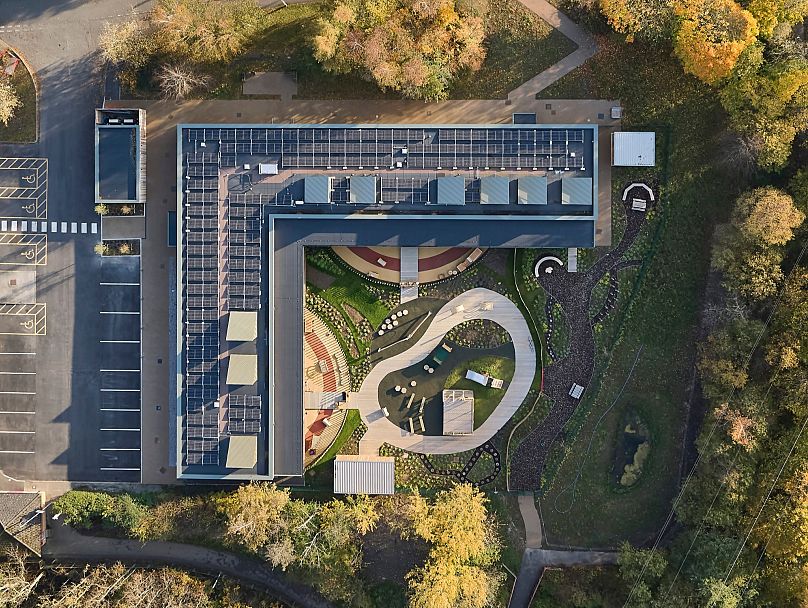 Aerial view of University of Staffordshire's Woodlands Nursery 