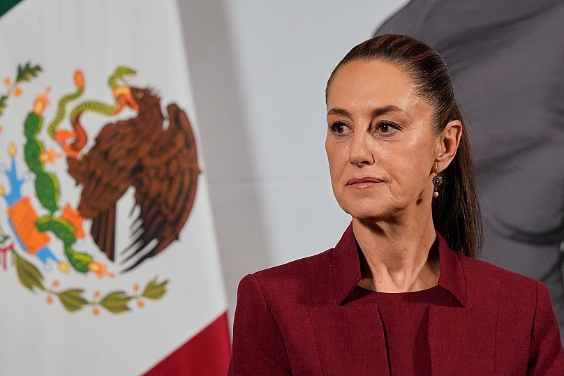 Mexican President Claudia Sheinbaum attends her morning press conference at the National Palace in Mexico City, 2 April, 2025