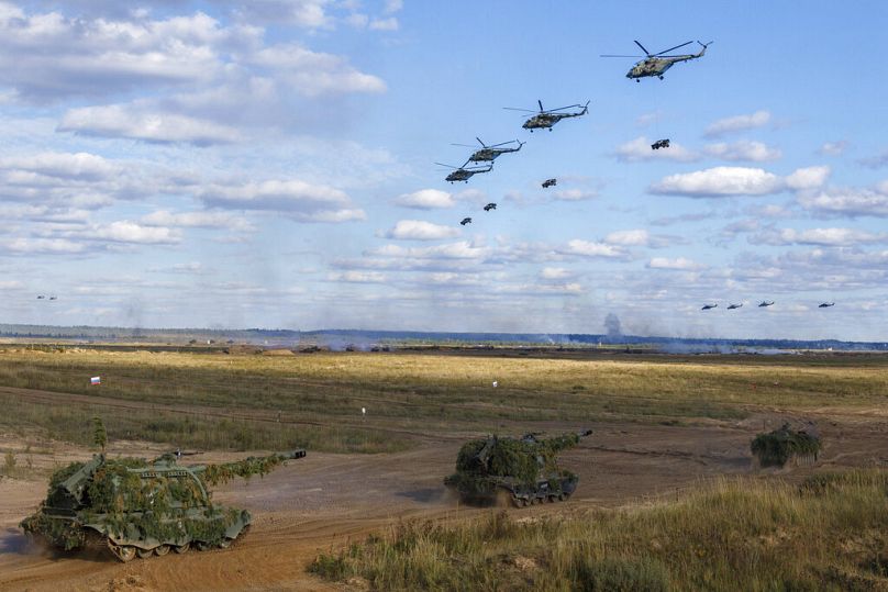Gemeinsame strategische Übung der Streitkräfte der Russischen Föderation und der Republik Belarus "Sapad-2021" in der Region Nischni Nowgorod, Russland,11. September 2021