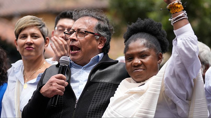 El presidente de Colombia, Gustavo Petro, acompañado por su vicepresidenta, Francia Márquez, durante una manifestación, en Bogotá, Colombia, el 7 de junio de 2023.