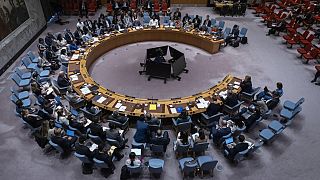 UN Security Council ambassadors' meeting room at UN headquarters, New York, NY (archive)