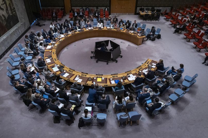 A Security Council meeting is held at the United Nations Headquarters, Tuesday, June 24, 2025. (AP Photo/Yuki Iwamura)