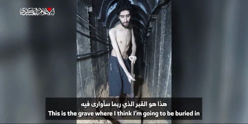 Die abgemagerte Geisel Evjatar David musste im Hamas-Propagandavideo sein eigenes Grab schaufeln.