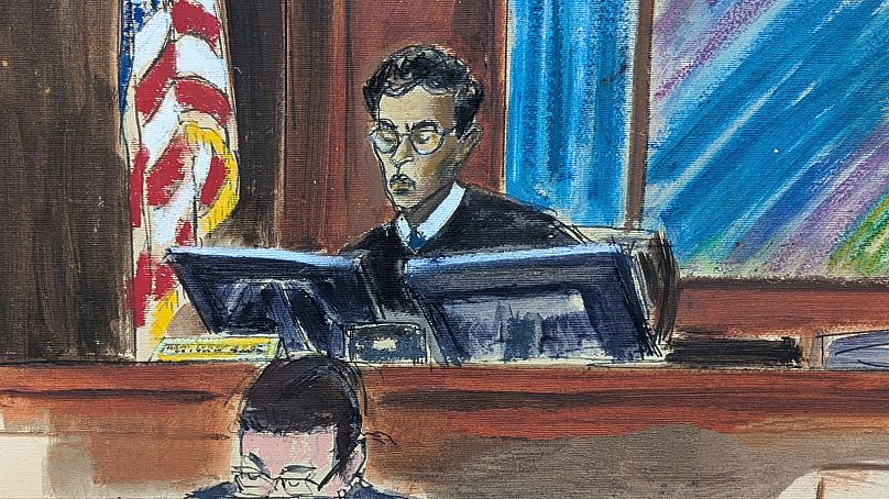 Courtroom sketch of Judge Arun Subramanian