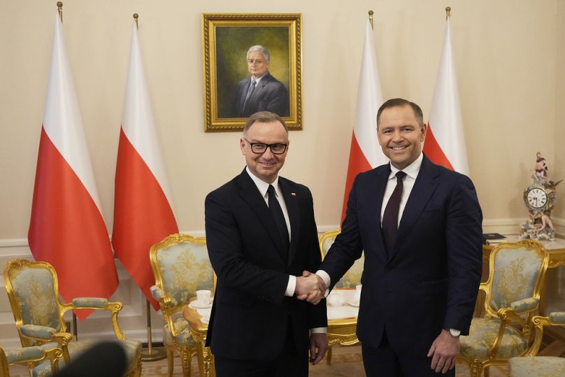 Andrzej Duda and Karol Nawrocki at the Presidential Palace in Warsaw, 3 June 2025