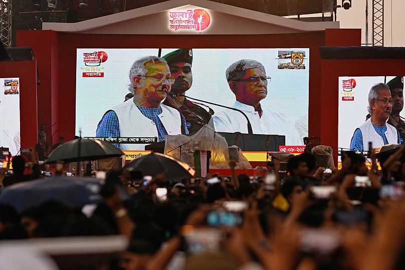 Muhammad Yunus formally unveils the July Declaration at the National Parliament premises in Dhaka, 5 August, 2025