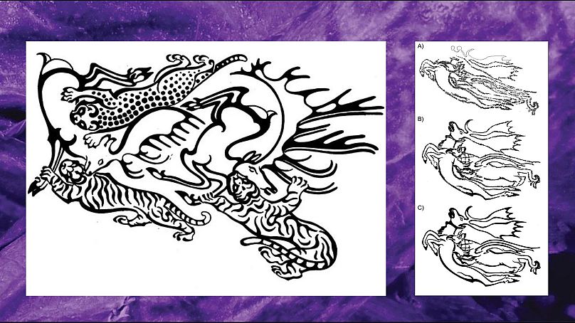Various tattoo designs uncovered on the mummy's body 