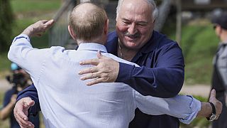 Belarus Devlet Başkanı Aleksandr Lukaşenko, Rusya Devlet Başkanı Vladimir Putin ile birlikte Karelya'da, 1 Ağustos 2025