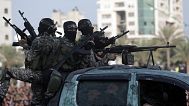 مسلحون ملثمون من حركة حماس الفلسطينية، غزة، الأربعاء 5 أغسطس/آب 2015.  