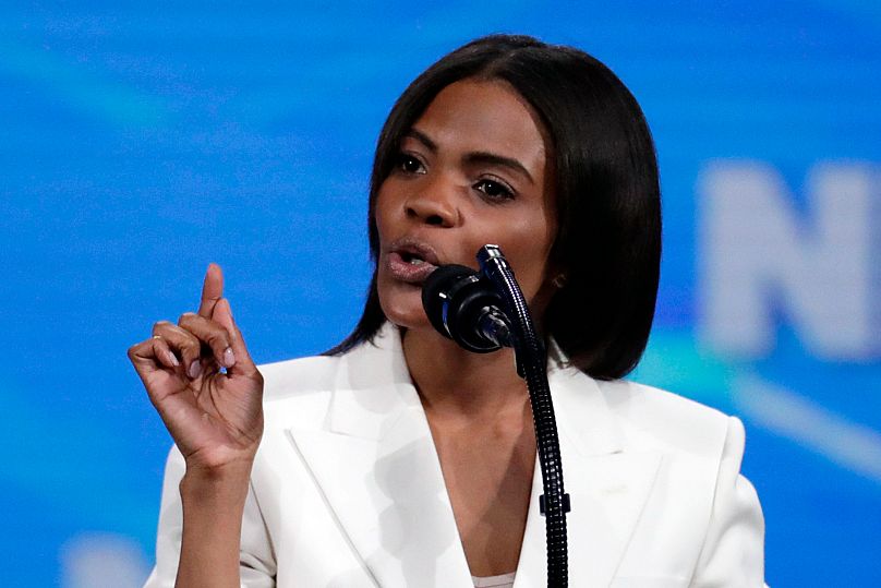  Candace Owens spricht am 26. April 2025 auf dem Leadership Forum des National Rifle Association Institute for Legislative Action im Lucas Oil Stadium in Indianapolis.