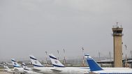  طائرات "إل عال" الإسرائيلية متوقفة في مطار بن غوريون بالقرب من تل أبيب، إسرائيل.