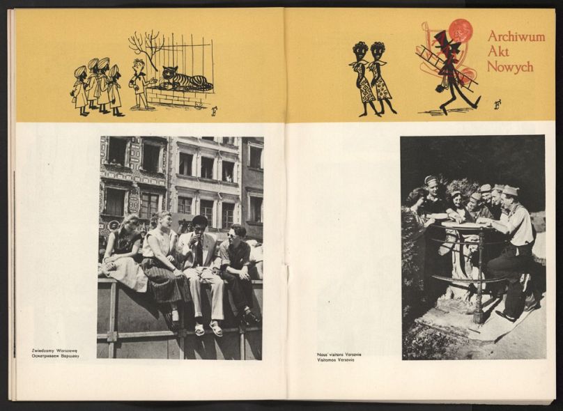 Zwiedzanie Warszawy przez uczestników Festiwalu, 1955 r.; AAN, Akta Zenona Wróblewskiego, sygn. 16.