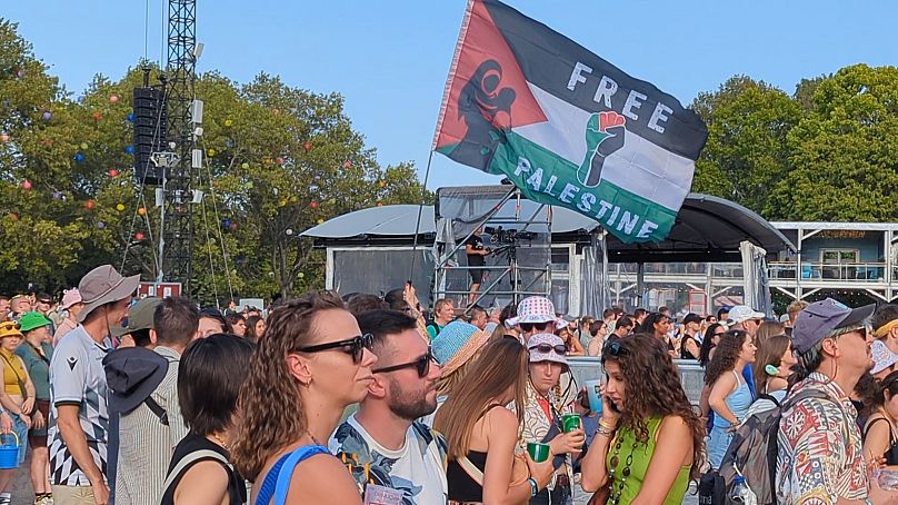 Free Palestine flags seen at Sziget festival in Hungary