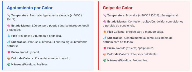 Diferenças Exaustão pelo calor - Golpe de calor