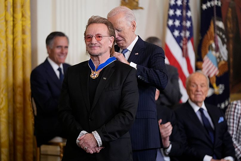 Joe Biden presents the Presidential Medal of Freedom to Bono in the East Room of the White House - 4 January 2025
