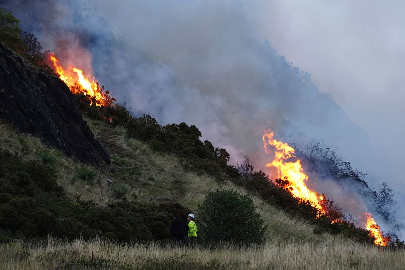 A view of a fire on Arthur's Seat in Holyrood Park in Edinburgh, 10 August, 2025