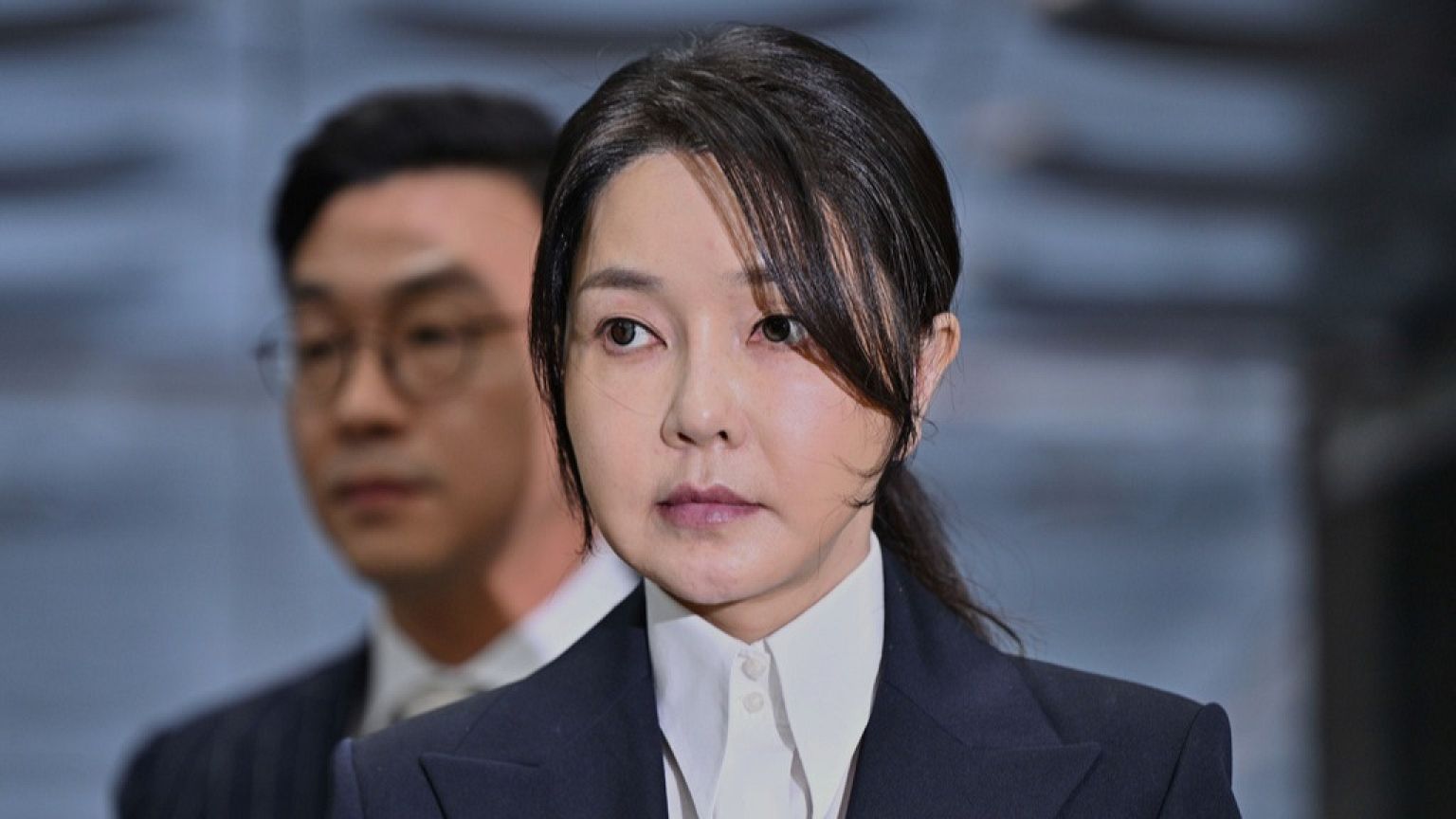 South Korea's former first lady Kim Keon Hee, arrives at a court to attend a hearing to review her arrest warrant requested by special prosecutors, in Seoul, South Korea, Tues