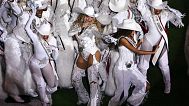 Beyoncé with her daughter Blue Ivy during a halftime performance in an NFL football game - 25 December 2024