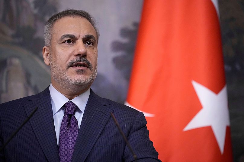 Turkish Foreign Minister Hakan Fidan speaks during a news conference in Moscow, 27 May, 2025