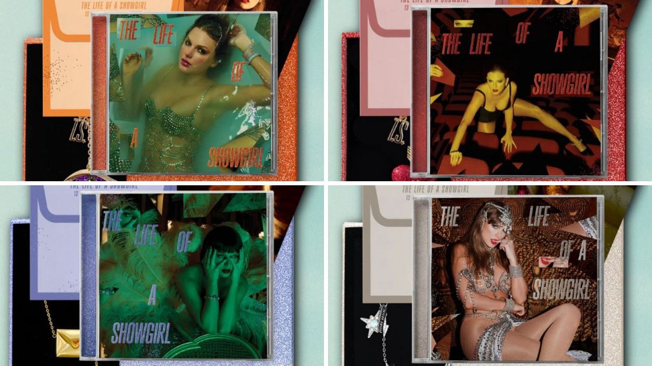 The four CD covers of Taylor Swift's 12th album 'The Life of a Showgirl' 