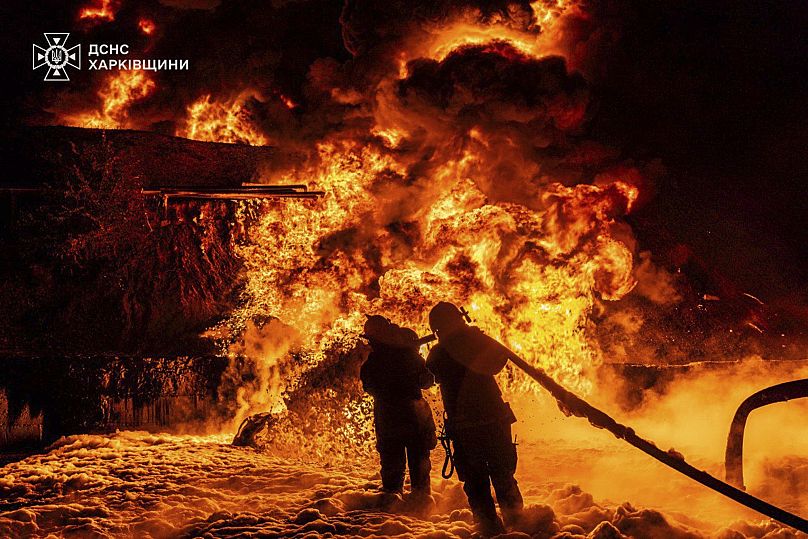 Пожар в Харьковской области после атаки российских беспилотников, 5 июля 2025 года