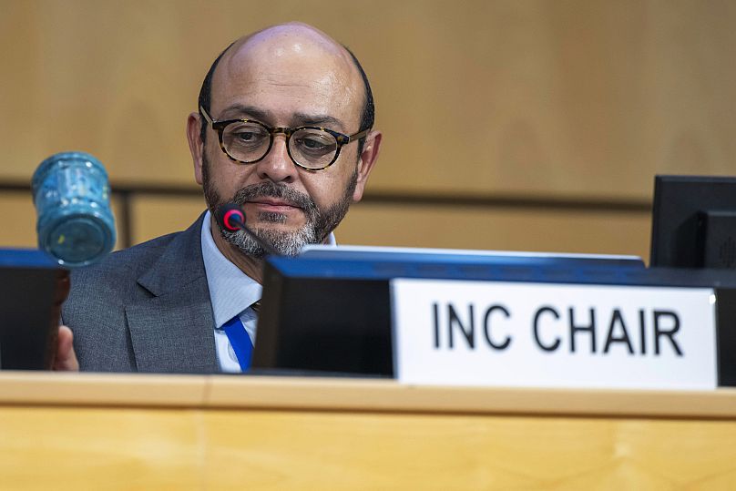 Chair of the International Negotiating Committee Luis Vayas Valdivieso speaks during talks on Thursday.