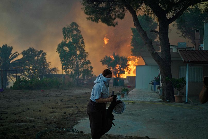 Incendie de forêt à Patras, Grèce, le 13 août 2025.