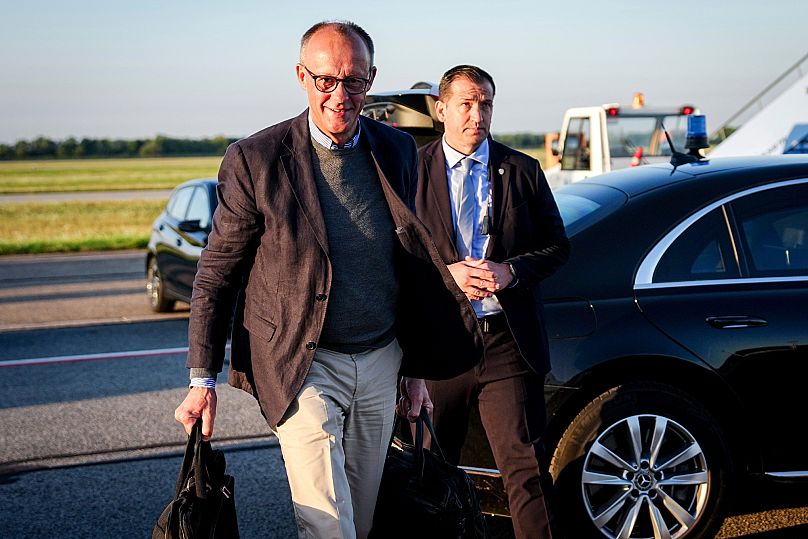 Bundeskanzler Friedrich Merz ist auf dem Weg zum Gipfeltreffen nach Washington. 18. August 2025.