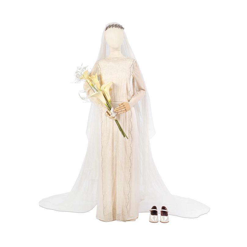 The wedding dress and accessories worn of characer Lady Mary Crawley are among the items up for auction.