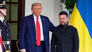 Donald Trump greets Ukraine's President Volodymyr Zelenskyy