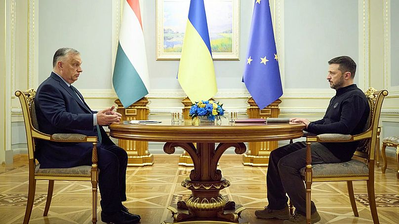 Orbán és Zelenszkij 2025 májusában, Kijevben