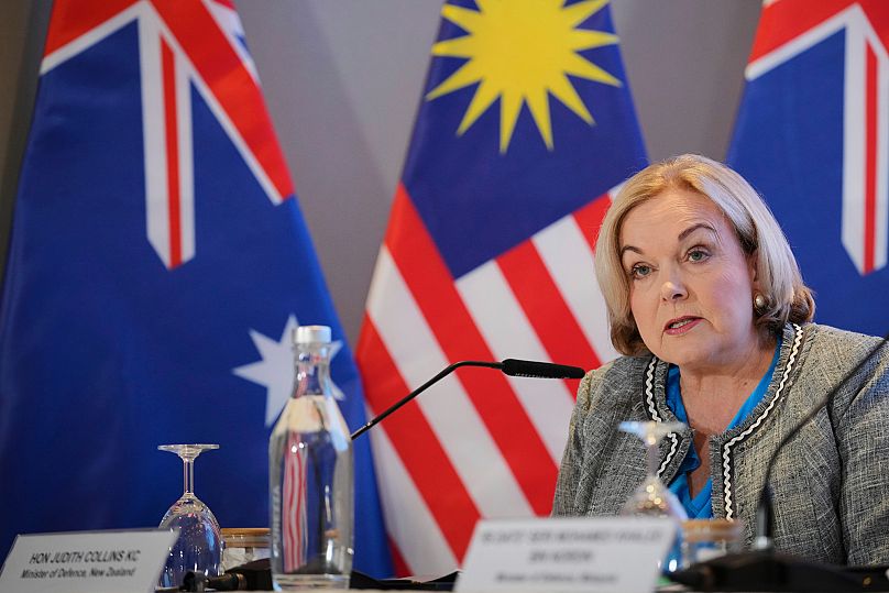 New Zealand's Defence Minister Judith Collins speaks during a press conference in Singapore, 31 May, 2024