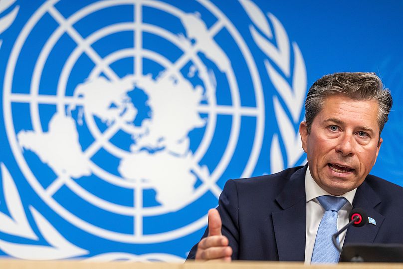 Tom Fletcher, Secrétaire général adjoint aux affaires humanitaires et Coordonnateur des secours d'urgence, s'exprimant à Genève, le 22 août 2025