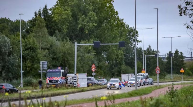 The scene where the body of 17-year-old Lisa was found after she was violently murdered in Duivendrecht near Amsterdam, The Netherlands. Wednesday, August 20, 2025. 